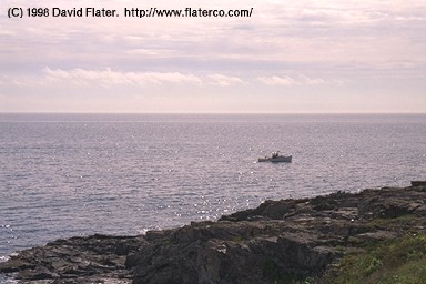 Lobster boat and the big ocean, Ogunquit, Maine, 1998-06-08.