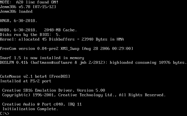 Load freedos including himem xms memory driver что делать