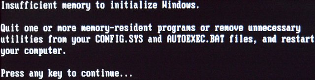 windows 98 perda de memória para carregar arquivos de sistema