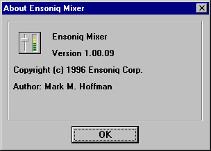 Ensoniq Mixer Version 1.00.09, 1996.