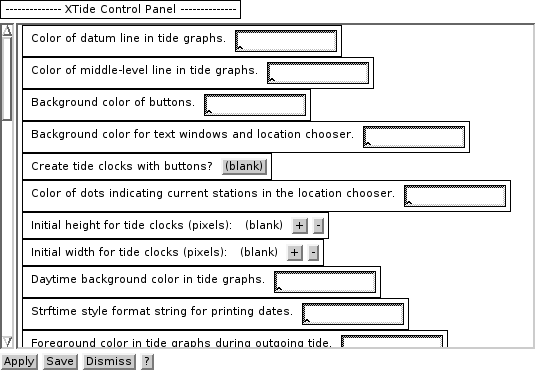 XTide control panel